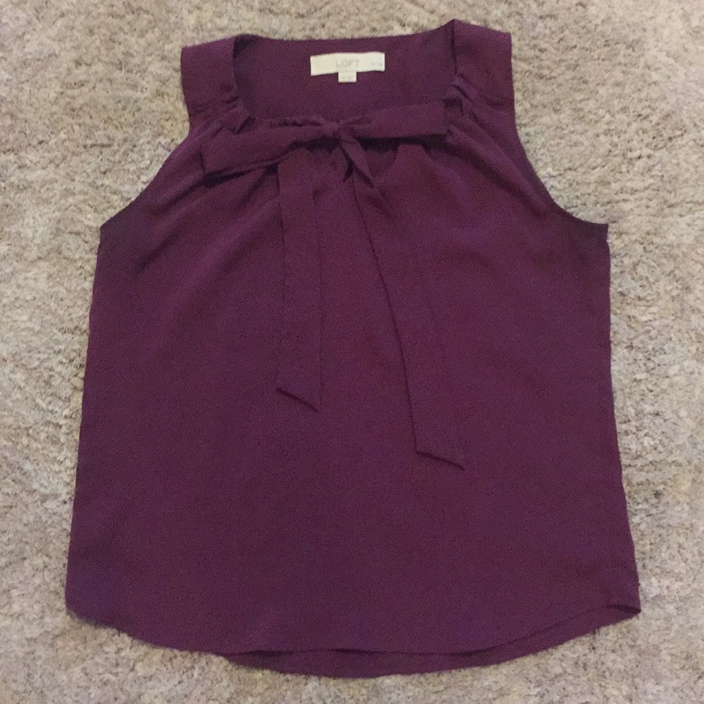 XSP Plum Sleeveless Blouse with Ribbon Detail